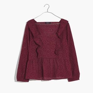 Madewell Eyelet Pom-Pom Top Size S